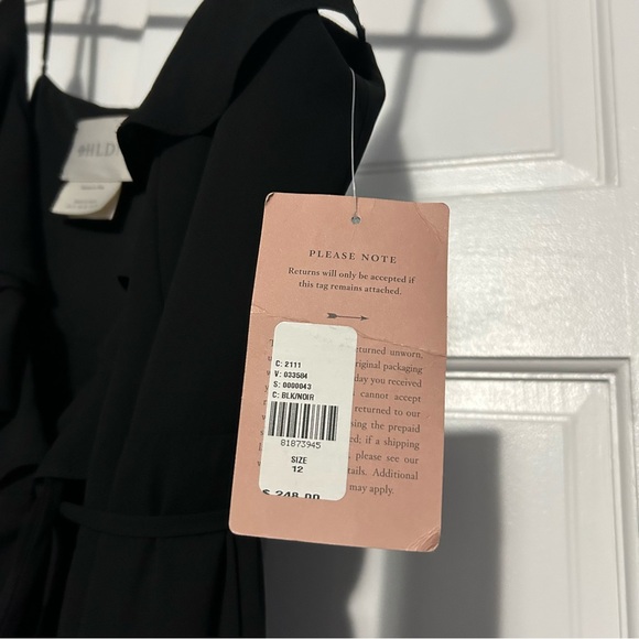 NWT BHLDN Hailee Ruffle-Neck Wrap Georgette Gown black bridesmaids dress size 12 - Picture 8 of 12